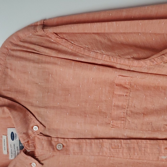 Old Navy Mens XL orange w white Mens long sleeve Casual Button Down - Picture 8 of 11